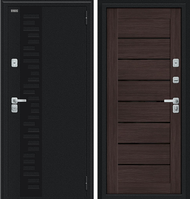 Входная дверь Thermo Техно Декор-2 Букле черное/Wenge Veralinga